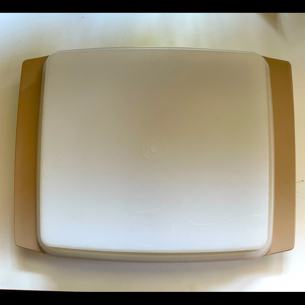 COPY - Tupperware Vintage Deviled Egg Keeper Carrier Tray Container - Almond
